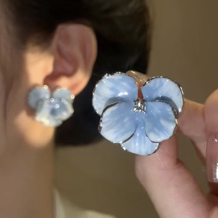 Buy Vintage Enamel Blue Flower Earrings For Women S925 Silver Needle French Luxury Stud Earrings online at Fashionner.