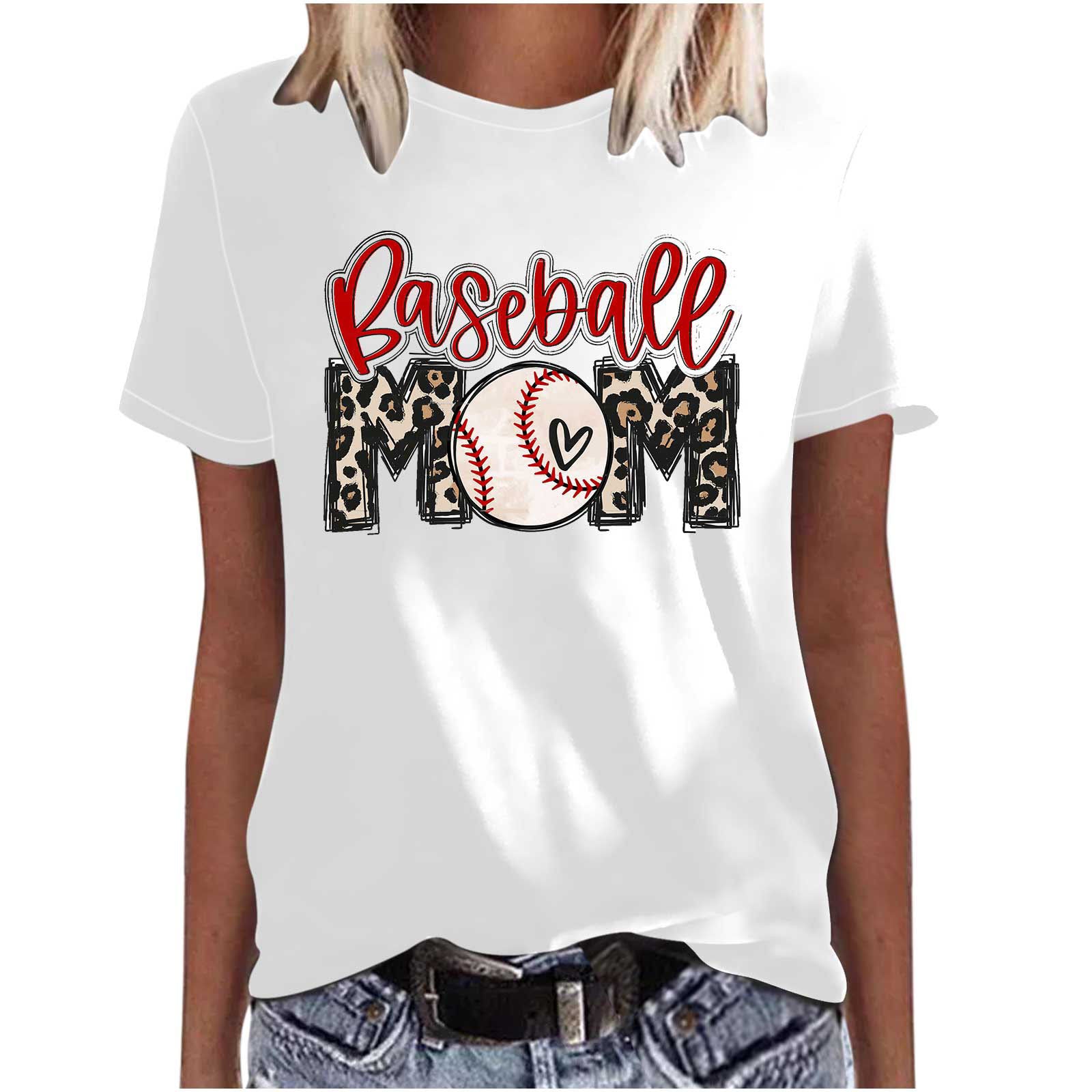 Mother's Day Baseball Women's Various Styles Loose-fitting Pullover Round-neck Short-sleeved T-shirt - Fashionner