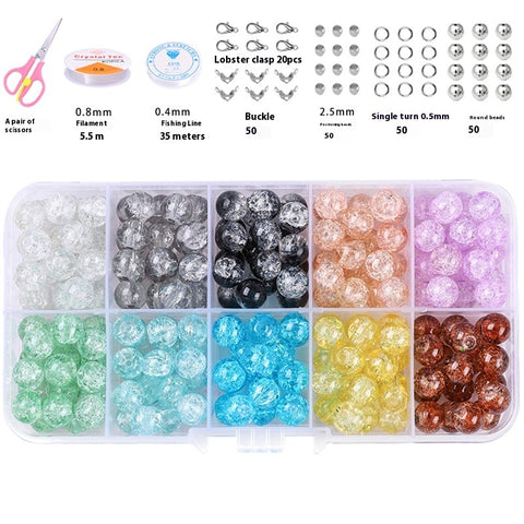 Perles rondes doubles en cristal de verre, kit de matériaux pour bracelet DIY fait à la main, boîte d'accessoires, matériaux pour enfiler les perles
