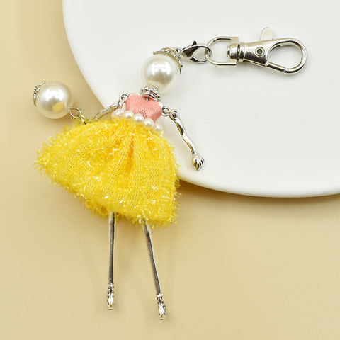 Porte-clés pour femme, pendentif de sac à main fait à la main avec personnage de dessin animé