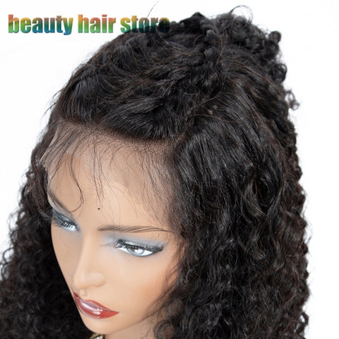 Perruques brésiliennes de cheveux humains bouclés crépus avec devant en dentelle