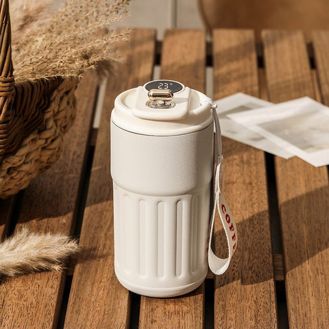 Bouteille Thermique Numérique Intelligente Tasse à Café Portable Bouteille d'Eau en Acier Inoxydable Tasse Isotherme pour Voiture Bouteilles Isothermes Gardant au Froid 450 ml