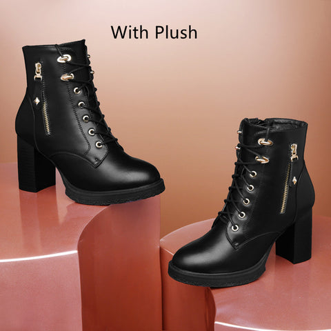 S Women's Shoes British Style Autumn And Winter Single Boots High Heels Women - Fashionner