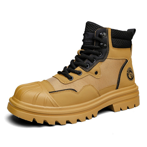 Bottes Martin montantes à bout coquille couleur rhubarbe pour homme