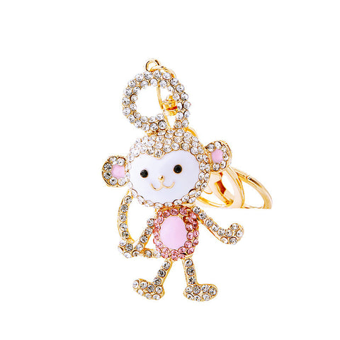 Porte-clés de voiture singe couple diamant