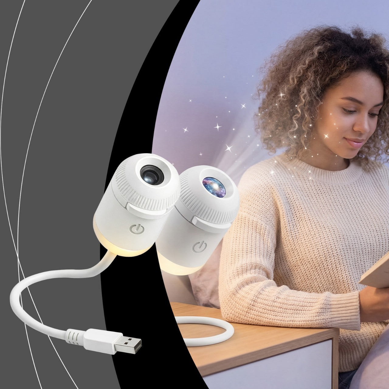 Buy Projection Night Light - Usb Powered Starry Sky Lamp For Bedroom Nursery Ambient Lighting online at Fashionner