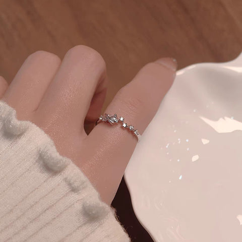 Buy 1 Piece 999 Sterling Silver Saturn & Star Cz Ring, Delicate Celestial Style, For Daily Wear & Valentine'S Gifts online at Fashionner.