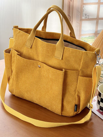 Sacs à bandoulière en velours côtelé épais, simples, passe-partout, sacs de cours, sacs de loisirs pour étudiants, sacoche artistique portable