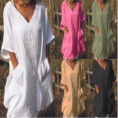 Oversized V-neck midi dress