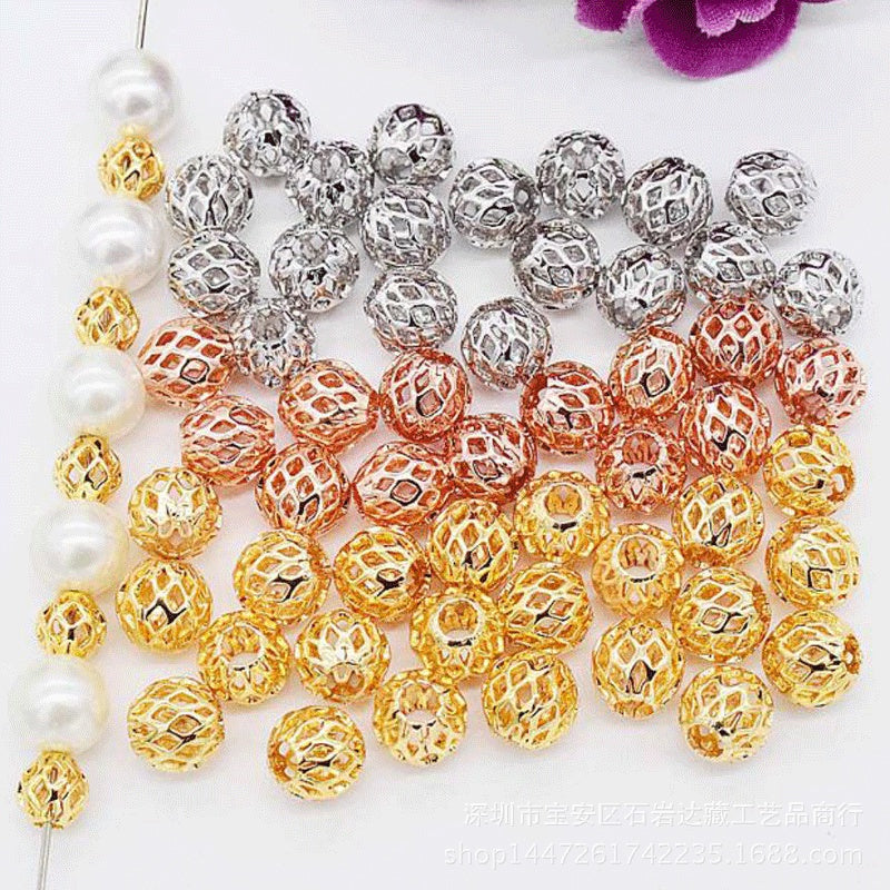 Golden  Air Ball Does Not Fade Loose Beads Separated Beads To Wear Beads Transfer Beads Hollow Gold Beads Lasting Color