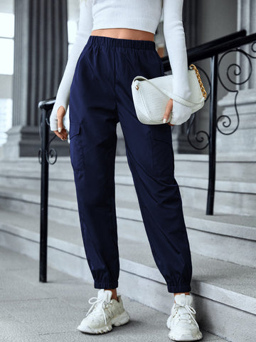 New Cargo Pants Fashion Casual Multi-pocket Elastic Waist Pencil Pants For Women - Fashionner