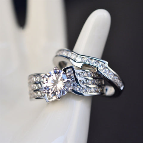 Bague de fiançailles zirconium micro-incrusté bague de couple Super