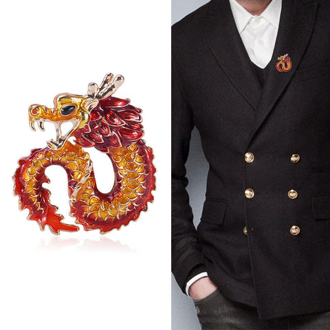 Alloy dripping oil zodiac dragon brooch