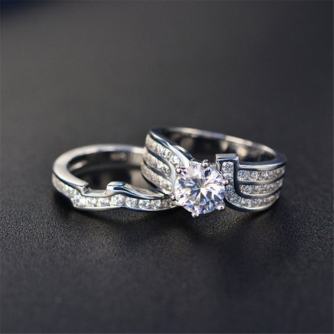 Bague de fiançailles zirconium micro-incrusté bague de couple Super