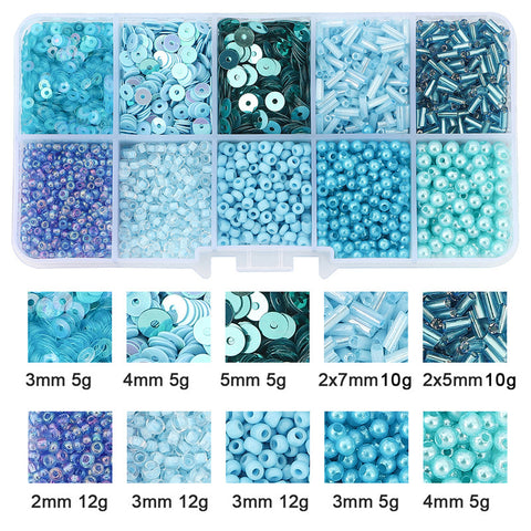 Perles de verre faites à la main avec paillettes de la même couleur