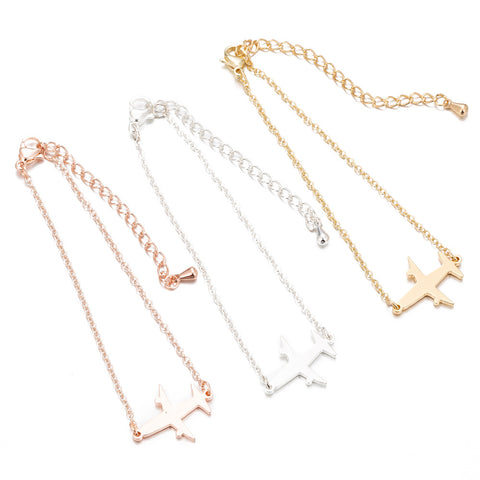 Bracelets en acier inoxydable, chaînes pendentifs avec motif avion simple, bracelet à breloques tendance pour femmes, cadeaux de fête de bijoux