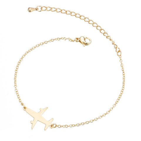 Bracelets en acier inoxydable, chaînes pendentifs avec motif avion simple, bracelet à breloques tendance pour femmes, cadeaux de fête de bijoux