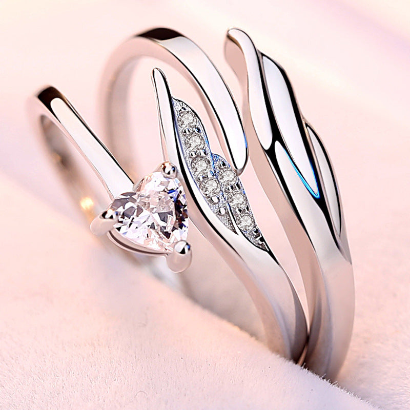 Angel Feather Cupid Couple Ring