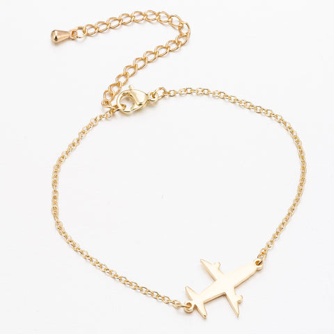 Bracelets en acier inoxydable, chaînes pendentifs avec motif avion simple, bracelet à breloques tendance pour femmes, cadeaux de fête de bijoux