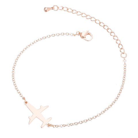 Bracelets en acier inoxydable, chaînes pendentifs avec motif avion simple, bracelet à breloques tendance pour femmes, cadeaux de fête de bijoux