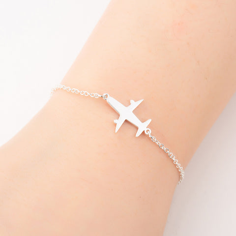 Bracelets en acier inoxydable, chaînes pendentifs avec motif avion simple, bracelet à breloques tendance pour femmes, cadeaux de fête de bijoux