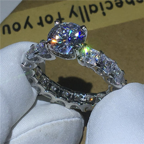 Choucong Bague de promesse design unique 1 carat AAAAA Zircon Cz Argent sterling 925 Bagues de fiançailles et de mariage pour femmes hommes Bijoux