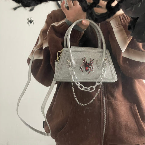 Mini sac à bandoulière foncé en peau de serpent araignée