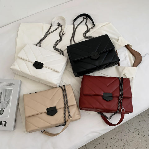 Embroidery Thread Small PU Leather Crossbody Bags for Women Trend Hand Bag Women's Branded Trending Shoulder Handbags - Fashionner