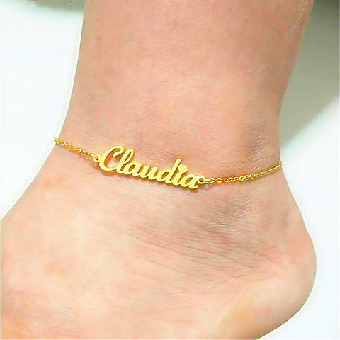 Bracelets de cheville personnalisés d'été pour femmes, en acier inoxydable, chaîne à maillons, couleur or, plage de sable, bijoux exquis, cadeau