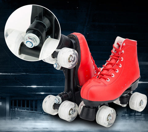 Patins à Double Rangée Big Red Cowhide avec Roues Lumineuses et Résistantes à l'Usure
