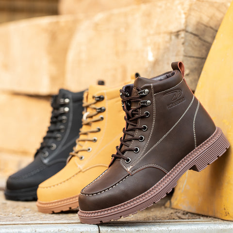 Comfortable And Durable Work Shoes Microfiber Leather Safety Shoes Men's Anti Smash And Anti Puncture Work Shoes - Fashionner
