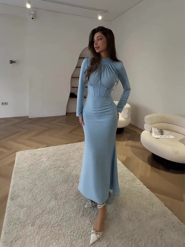Autumn Fashion Style Long sleeved Rugged Split Irregular Long Dress Women's Dress - Fashionner