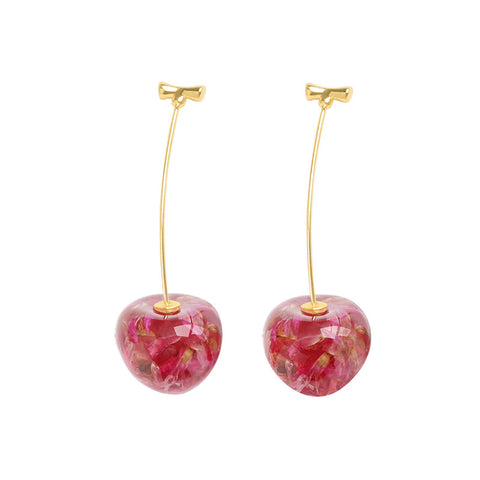 Nouvelles boucles d'oreilles tendance avec cerises séchées françaises, longues, douces et à la mode