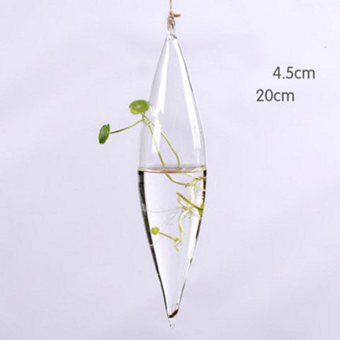 Vase suspendu en verre transparent simple, petite bouteille suspendue hydroponique