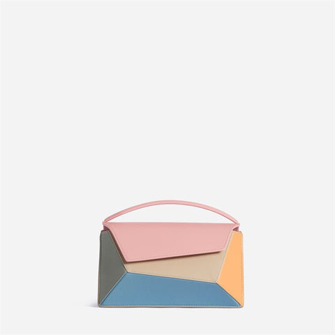Sac à main femme forme géométrique couleur contrastée épissure Sac carré Sac à bandoulière