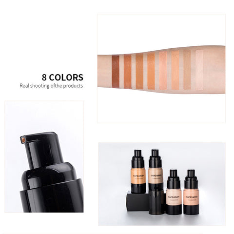 HANDAIYAN Fond de teint couvrant intégral hydratant et waterproof Fond de teint liquide pour le visage Base de maquillage pour peaux foncées