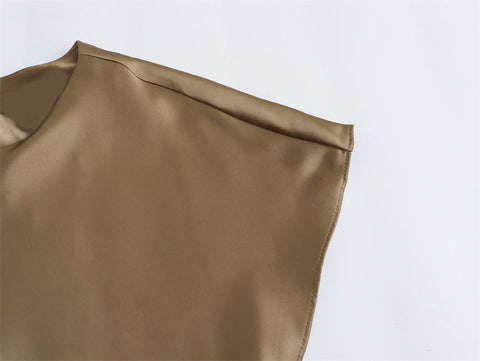 Satin Party Evening Women Midi Dress Elegant Keyhole Back A-Line Robe Sleeveless Female Long Dresses - Fashionner
