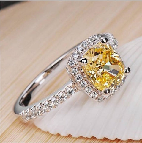 Bagues pour femmes, mariage nuptial, Anelli, bijoux tendance, bague de fiançailles, couleur or blanc, Anillos