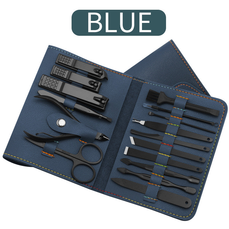 16pcs set Nail Clipper Cutter Trimmer Ear Pick Grooming Kit Manicure Set Pedicure Toe Nail Art Tools Set Kits with Bag - Fashionner