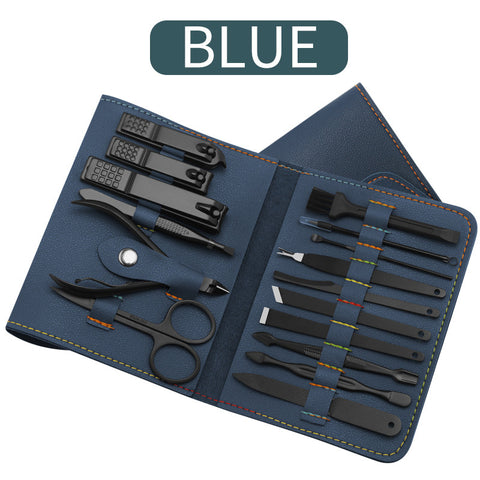 16pcs set Nail Clipper Cutter Trimmer Ear Pick Grooming Kit Manicure Set Pedicure Toe Nail Art Tools Set Kits with Bag - Fashionner