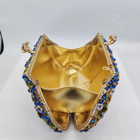 Pochette de soirée goutte d'huile diamant émail fleur