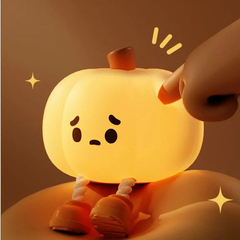 Décoration d'intérieur Lampe de nuit citrouille d'Halloween Mignonne lampe en silicone souple Tactile Intensité réglable Rechargeable Lumière décorative de chevet Cadeaux pour enfants Décorations d'Halloween