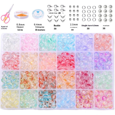 Perles rondes doubles en cristal de verre, kit de matériaux pour bracelet DIY fait à la main, boîte d'accessoires, matériaux pour enfiler les perles