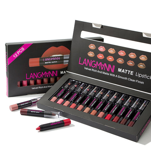 Ensemble de rouges à lèvres - Lot de 12 rouges à lèvres - Rouge à lèvres nude - Rouges à lèvres nudes