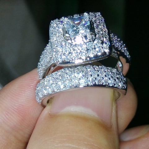 Bague de couple zircon blanc