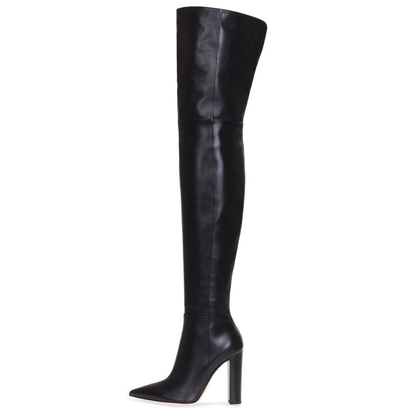 Pointed Snakeskin High Over The Knee Boots Plus Size - Fashionner