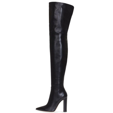 Pointed Snakeskin High Over The Knee Boots Plus Size - Fashionner
