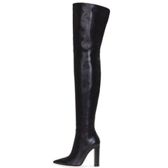 Pointed Snakeskin High Over The Knee Boots Plus Size - Fashionner