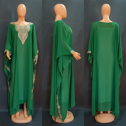 Robe longue musulmane brodée en dentelle européenne et américaine