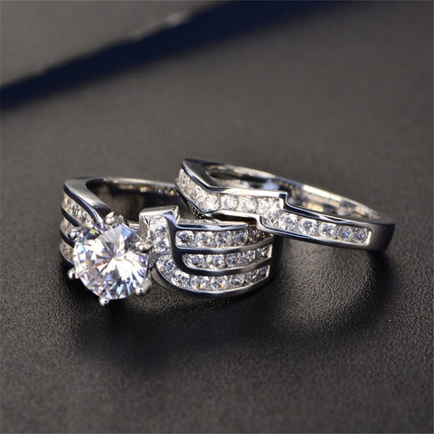 Bague de fiançailles zirconium micro-incrusté bague de couple Super